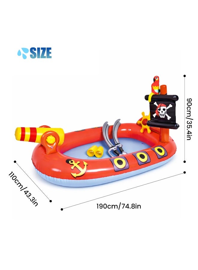 TAPIT Inflatable Swimming Pool for Kids with Sprinkler, Funny Blow up Pool 190*110*90cm Full-Sized Family for Backyard, Summer Water Party (Pirates Spray Pool) - Image 4
